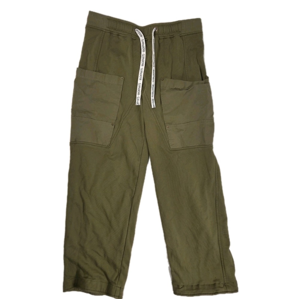 Madepants Cargo Joggers Womens Large Olive Green Drawstring Pull On 31×27